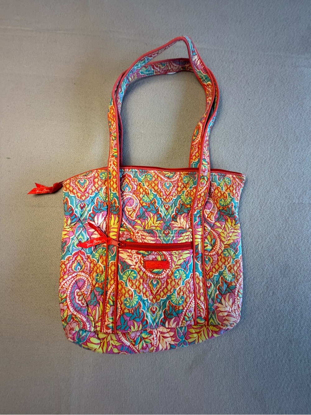 Vera Bradley Multicolor Paisley Quilted Tote in Pink & Teal